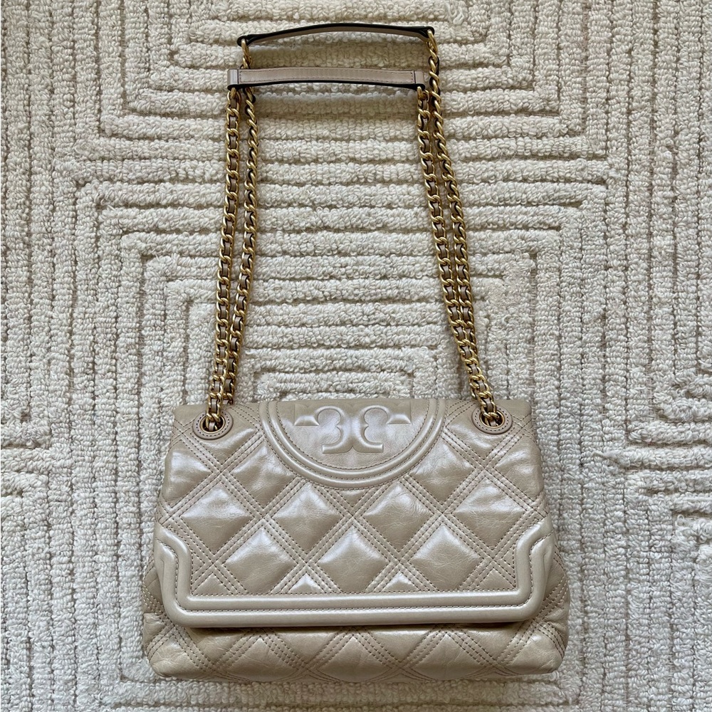 Tory Burch Fleming Soft Glazed Convertible Shoulder Bag - Almond Flour